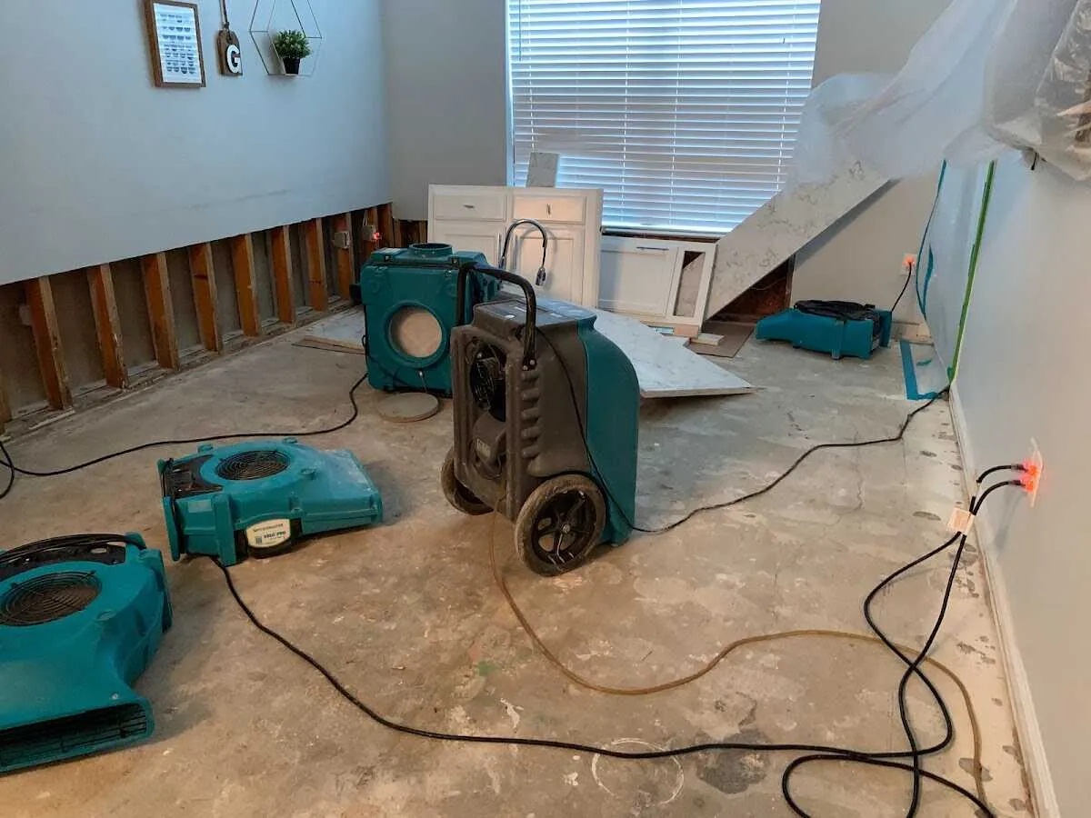 Dehumidifier in flood-cut room for Water Damage Restoration in Claverack